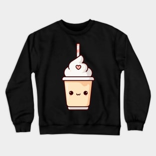 Cute Kawaii Vanilla Milkshake Illustration with a Heart | Kawaii Food Lovers Crewneck Sweatshirt